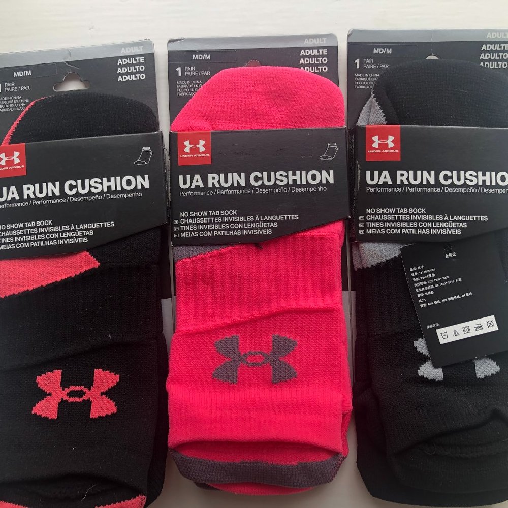 3 pairs UNDER ARMOUR UA RUN CUSHION SOCKS SIZE ADULT MEDIUM